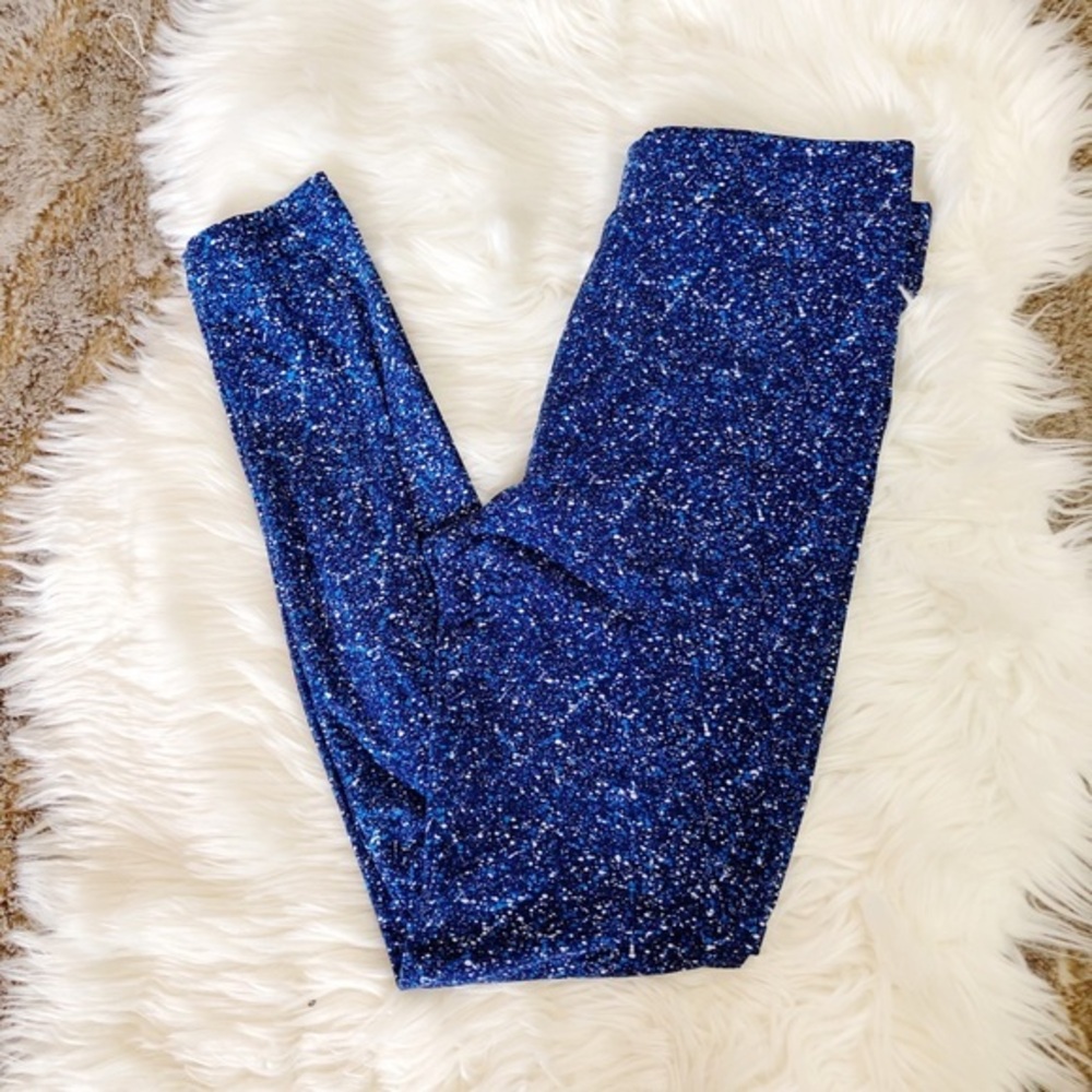 High Waist Yoga Fitness Workout Lounge Blue Space Galactic Leggings